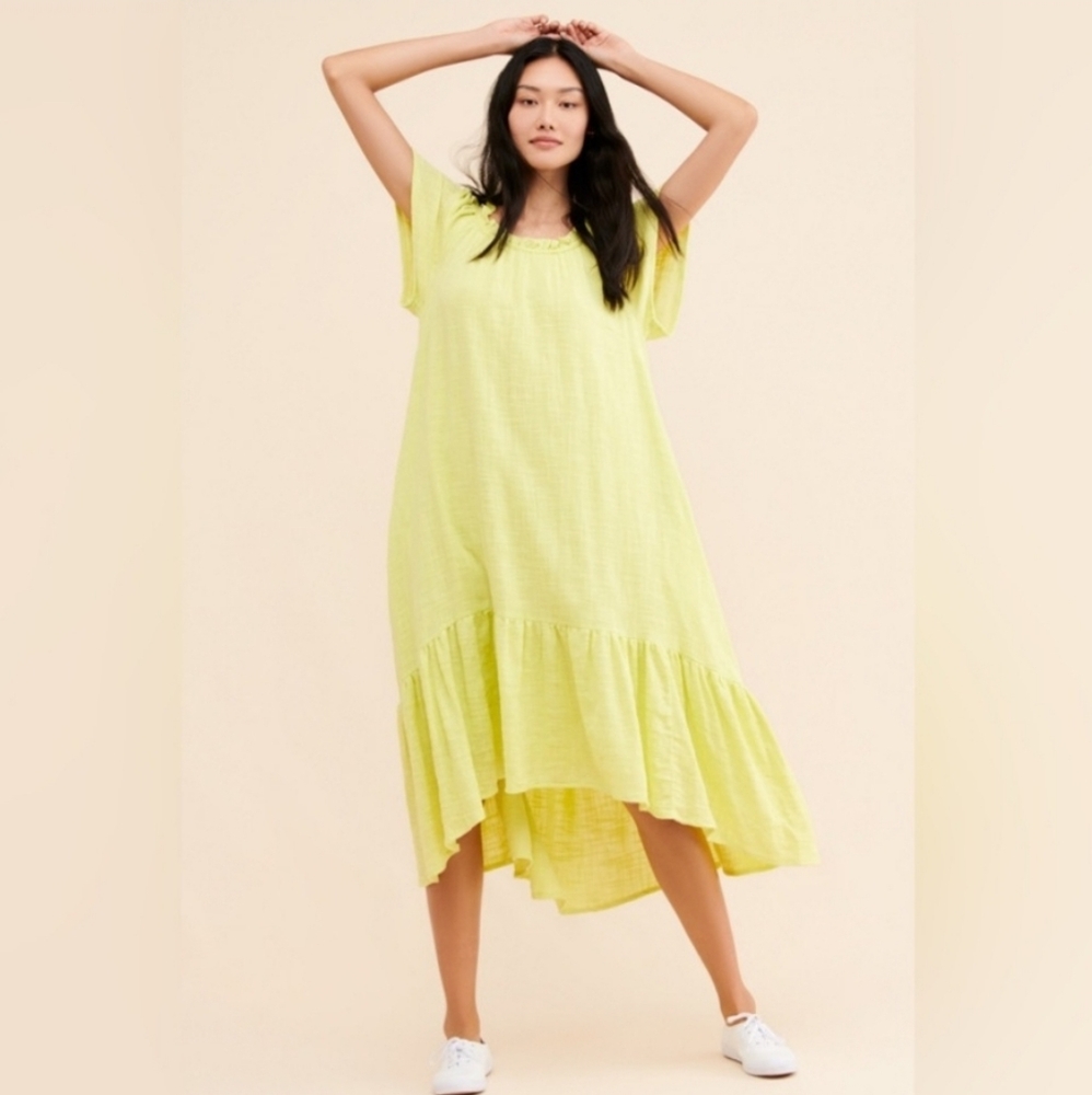 NWT! Maeve for Anthropologie Hi Low Boho Yellow Maxi Dress, Size Medium